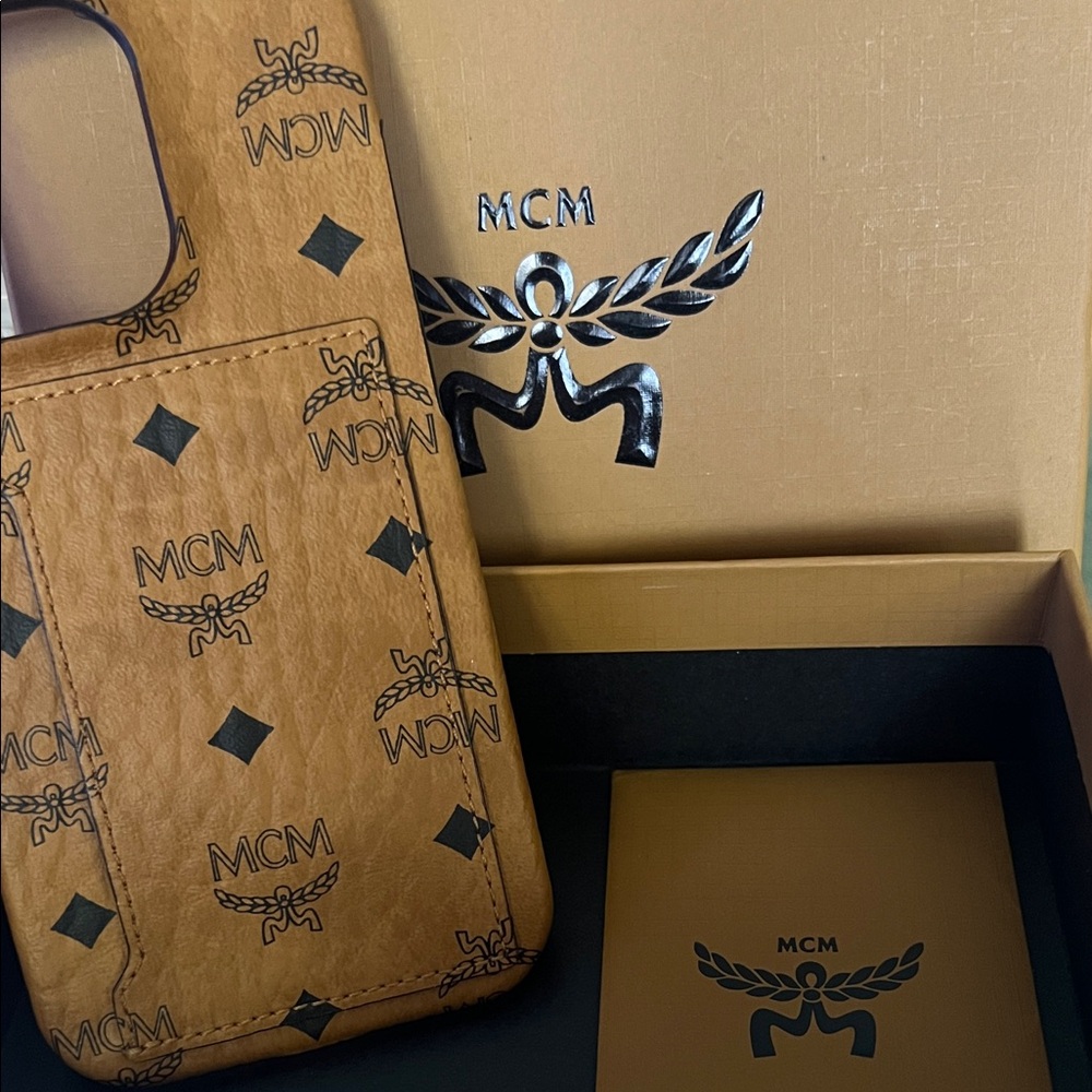 Authentic MCM Cognac Visetos Phone Case